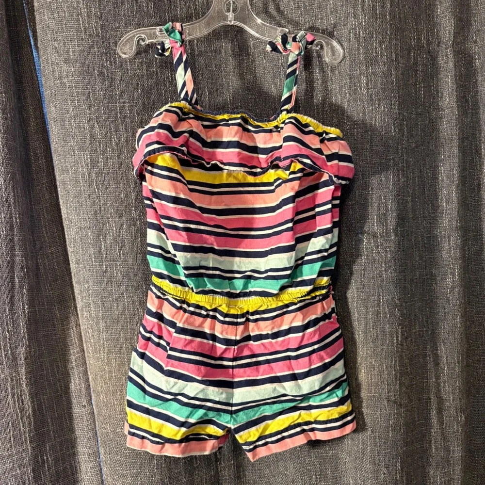 Healthtex Rainbow Stripe Sleeveless Ruffle Romper Jumpsuit (Girls 3T)‎
